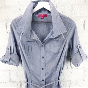 Almost Famous Chambray Design Back Tunic Top